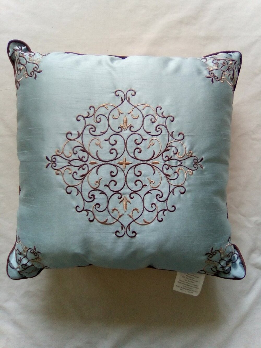 Brussels Embroidered Decorative 18" x 18" Square Throw Pillow